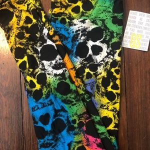 NWT LuLaRoe Colorful Neon Sugar Skull OS Leggings